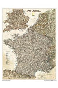 National Geographic: France, Belgium, and the Netherlands Executive Wall Map (23 X 30 Inches)