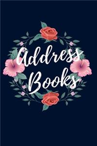 Address Book Large Print: Flower Design Blue Color Small with Alphabetical For Name, Addresses, Home, Birthday, Social Media & Emergency reference, Organizer Notebook (Teleph