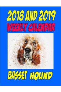 2018 and 2019 Weekly Calendar Basset Hound
