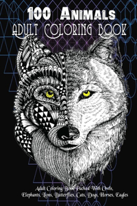 100 Animals Adult Coloring Book