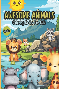 Coloring Books Awesome Animals for kids aged 7+