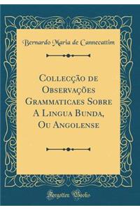 Collecï¿½ï¿½o de Observaï¿½ï¿½es Grammaticaes Sobre a Lingua Bunda, Ou Angolense (Classic Reprint)