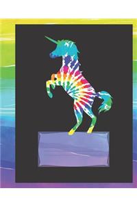 Tie Dyed Unicorn Composition Wide-ruled blank line School Notebook