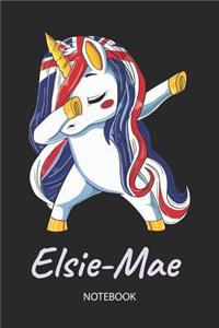 Elsie-Mae - Notebook: Blank Lined Personalized & Customized Name Great Britain Union Jack Flag Hair Dabbing Unicorn Notebook / Journal for Girls & Women. Funny Unicorn Ac