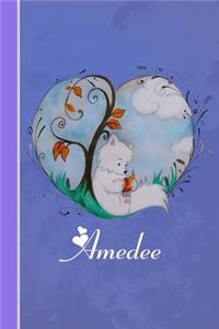 Amedee: Cahier Personnalisé - Fox Avec Coeur - Couverture Souple - 120 Pages - Vide - Notebook - Journal Intime - Scrapbook - Idée Cadeau