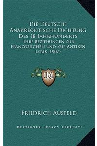 Die Deutsche Anakreontische Dichtung Des 18 Jahrhunderts