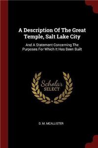 Description Of The Great Temple, Salt Lake City