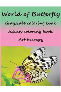 World of Butterfly Grayscale Coloring Book Adults Coloring Book Art Therapy