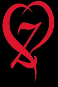 Monogram Initial Letter Z Adorable Heart Red and Black