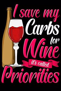 I Save My Carbs For Wine It's Called Priorities