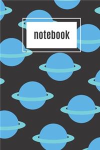 Planet print blue notebook