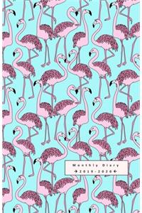 Monthly Diary 2019 - 2020: Excotic Birds Cover Image of Flamingos - 18 Month Planner / Diary / Agenda from 2019 to 2020 (only months spread pages for SIMPLY TRACKING HABITS & 