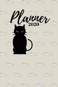 Planner 2020: Weekly Planner / Journal, Cat Lover's Notebook Organiser, Week Per Page, 50 Pages Ruled White Paper, 106 pages, Cute Fun Gift