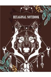 Hexagonal Notebook: White Dog Cover, 1/4 Inch Hexagons Graph Paper Notebooks 120 Pages Large Print 8.5