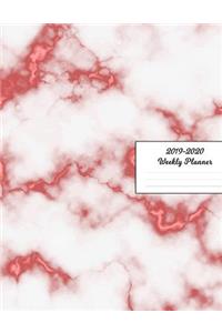 2019 - 2020 Weekly Planner: Rose Red White Marble Cover January 2019 - December 2019 Plan Weeks, Set Goals & Get Things Done