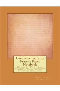 Cursive Penmanship Practice Paper Notebook