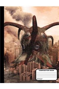 Four Eyed Sea Monster Attacks City Composition Notebook Blank Unruled 200 Pages / 100 Sheets 8-1/2