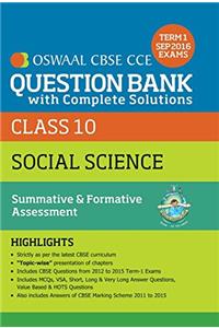 Oswaal CBSE CCE Question Bank with Complete Solutions for Class 10 Term I (April to Sep. 2016) Social Science