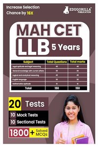 MAH CET LLB 5 Years (Integrated Course) Exam 2023 - 10 Full Length Mock Tests and 10 Sectional Tests (1800 Solved Objective Questions) with Free Access to Online Tests