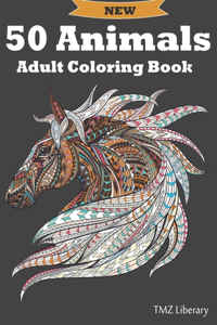 50 Animals Adult Coloring Book