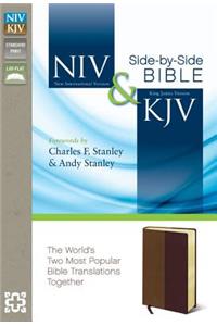 NIV, KJV, Side-by-Side Bible, Leathersoft, Tan/Burgundy