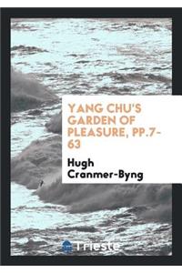 Yang Chu's Garden of Pleasure