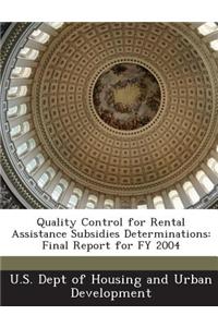 Quality Control for Rental Assistance Subsidies Determinations