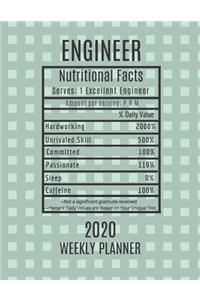 Engineer Weekly Planner 2020 - Nutritional Facts