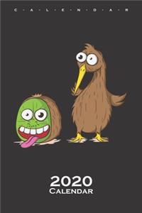 Crazy looking Kiwi bird and Kiwi fruit Calendar 2020