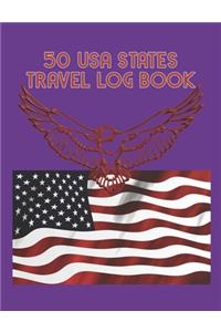 50 USA States Travel Log Book