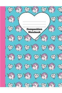 Composition Notebook Unicorn Diamond Back To School