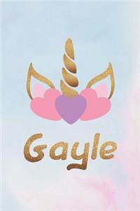 Gayle: Personalized First Name Unicorn Gift Birthday Girl Notebook Journal 104 Pages