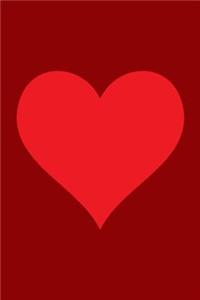 100 Page Blank Notebook - Red Heart on Maroon