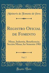 Registro Oficial de Fomento, Vol. 7: Minas, Industria, Beneficencia; Secciï¿½n Minas; Ier Semestre 1902 (Classic Reprint)