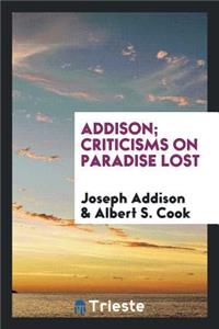 Criticisms on Paradise Lost