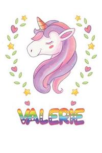 Valerie: Valerie Notebook Journal 6x9 Personalized Gift For Valerie Unicorn Rainbow Colors Lined Paper