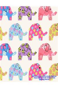 Cute flowers and Hearts Kawaii Elephants 2019-2020 18 Month Academic Year Monthly Planner