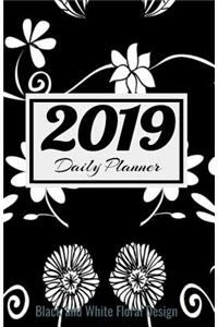 2019 Daily Planner Black and White Floral Design