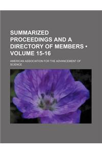 Summarized Proceedings and a Directory of Members (Volume 15-16)