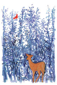 Winter Woodcut Small Boxed Holiday Cards (20 Cards, 21 Self-Sealing Envelopes)