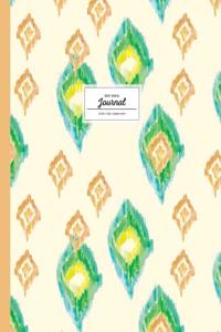 Dot Grid Journal Boho Ikat Watercolor Tan and Green (Dot Grid & Bullet)