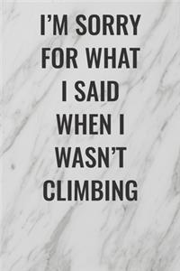 I'm Sorry For What I Said When I Wasn't Climbing