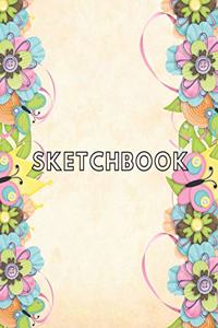 Colored flowers Sketchbook: (Sketch Book) Large sketchbook for drawing 8.5 x 11 inch (21.59 x 27.94 cm) 150 pages Large drawing notebook, drawing Sketchbook Journal: Blank Sket