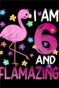 I Am 6 And Flamazing: I Am 6 And Flamazing Amazing 6th Birthday Flamingo Journal/Notebook Blank Lined Ruled 6x9 100 Pages