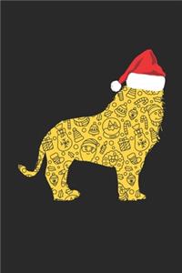 Lion with Santa Hat Christmas Notebook - Christmas Lion Journal - Christmas Gift for Animal Or Lion Lovers, Zookeepers, Veterinaries