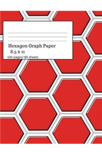 Hexagon Graph Paper: Hexagonal Paper Notebooks, Large Hexagon, Graph Paper Hexagon, 160 Pages/ 80 Sheets, 8.5 X 11 Size. Red Theme