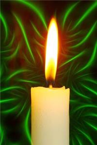 Candle Burning with a Green Fractal Background Journal