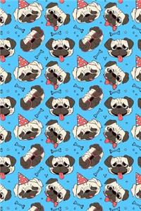 Journal Notebook Funny Pugs Pattern 1