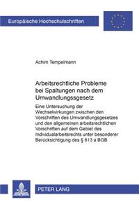 Arbeitsrechtliche Probleme Bei Spaltungen Nach Dem Umwandlungsgesetz