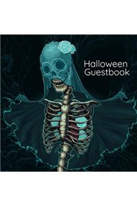 Halloween Guestbook: Gothic Wedding Guest Book For Bride And Groom - Black Themed Notebook for Adults - 8.5 x 8.5 Inches, 100 Pages With Lines for Anecdotes, Quotes, Say